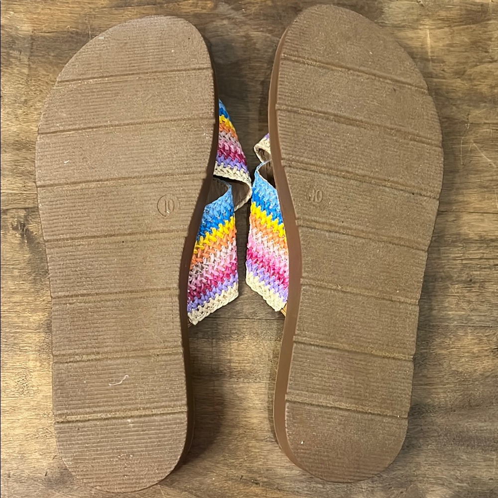 Corkys Pink and Tan Sandals with Woven Cross-Strap Design size 10 - Picture 5 of 6